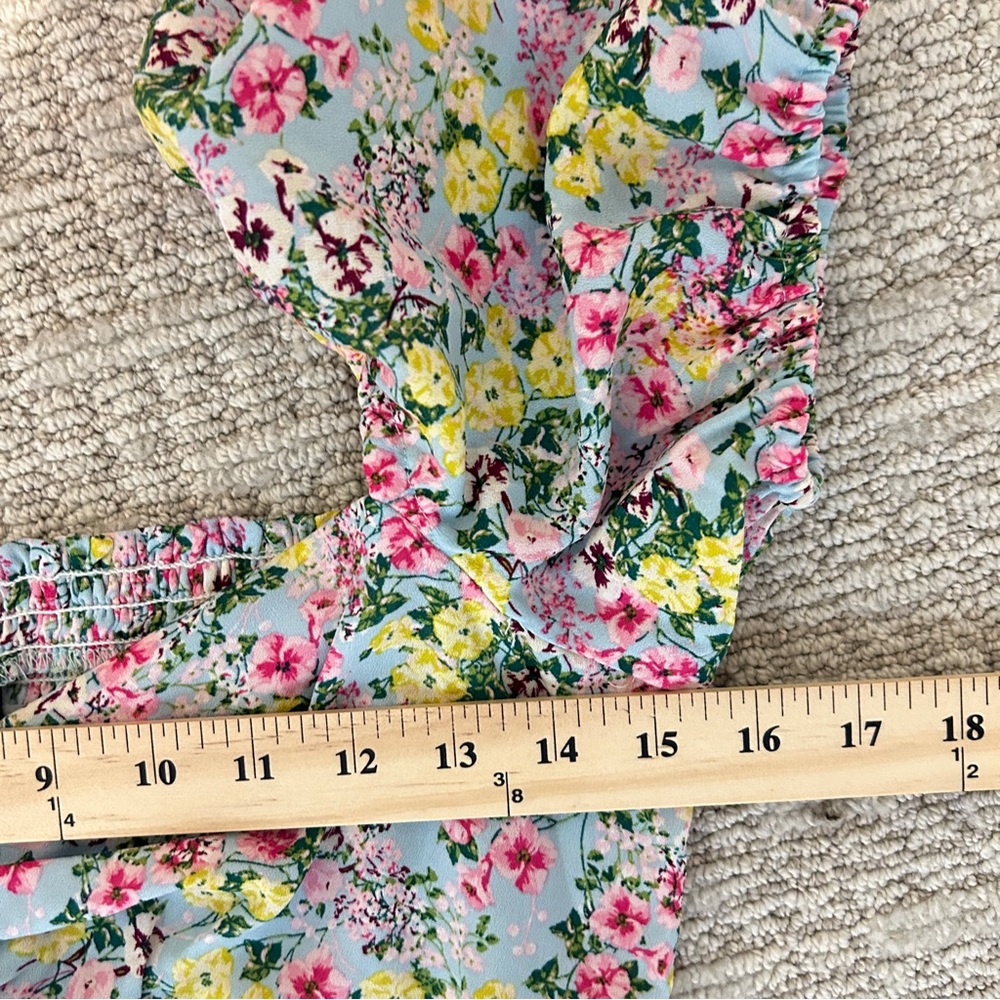 Pastel Floral Multi-Color Milkmaid Cottagecore Sweetheart Neckline Women's Dress - Picture 6 of 6